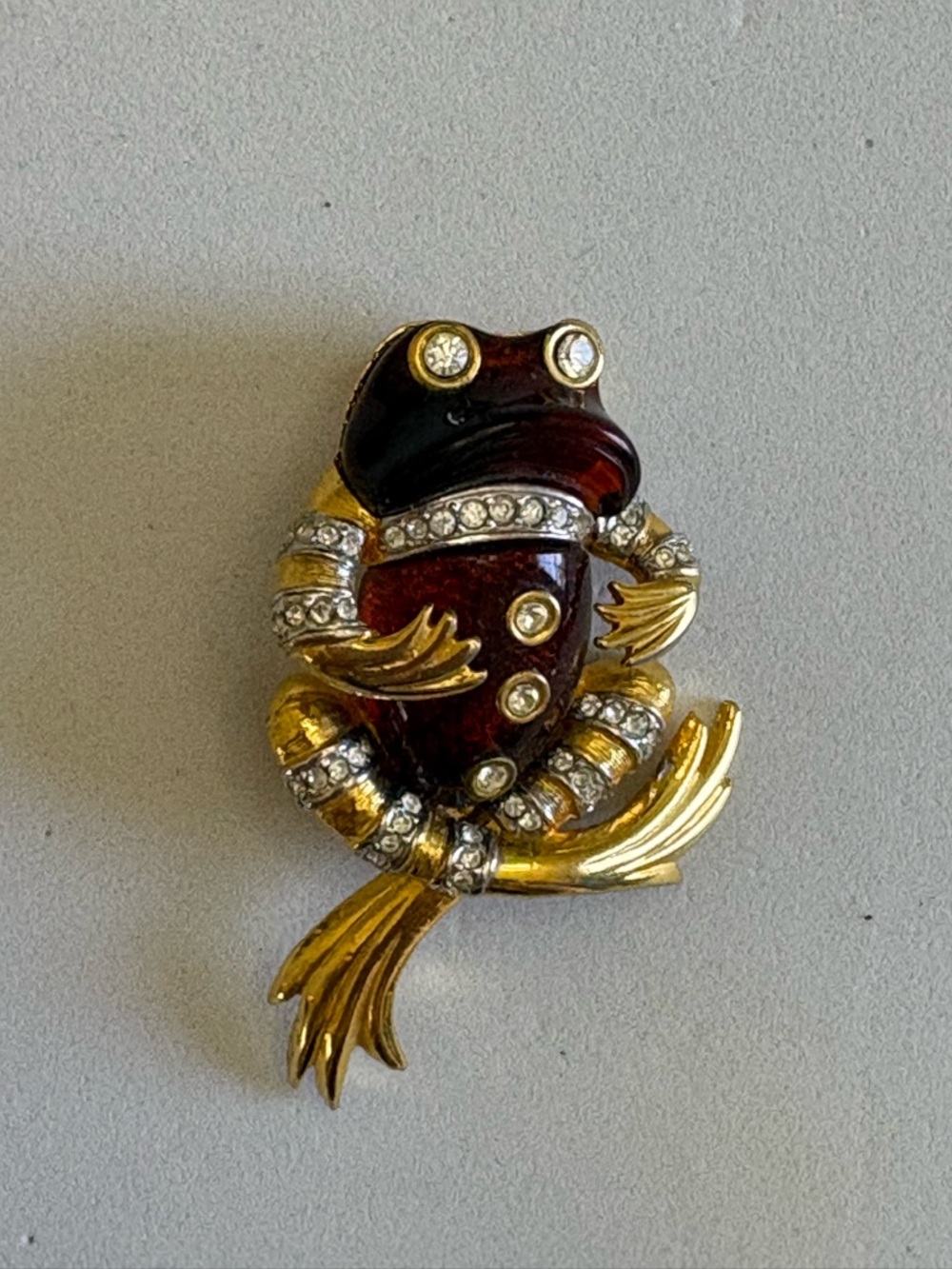 Vintage Kenneth J Lane Signed Red Frog Brooch